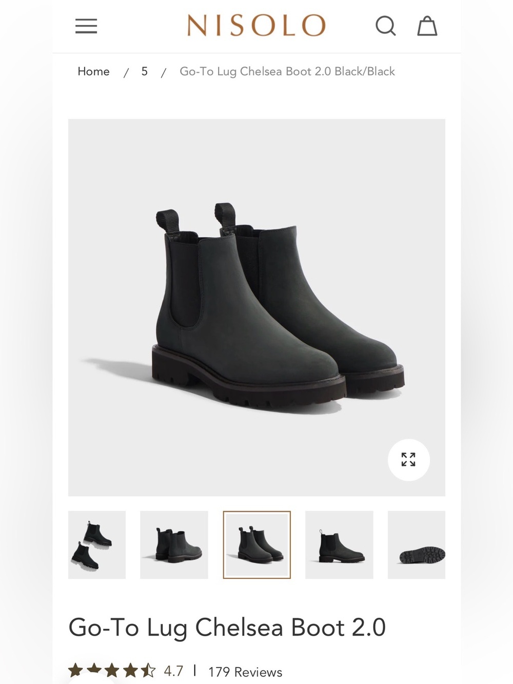 Nisolo Black Go-To Lug Chelsea Boot 2.0